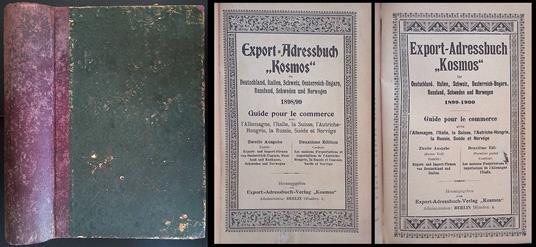 Export Adressbuch Kosmos fur Deutschland, Italien, Schweiz, Oesterreich-Ungarn, Russland, Schweden und Norwegen. 2 Volumi 1898-1899 - 1899-1900 - copertina