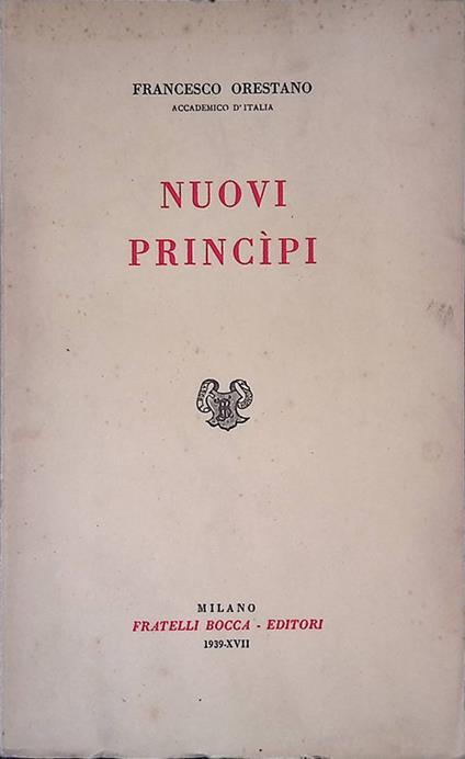 Nuovi princìpi - Francesco Orestano - copertina