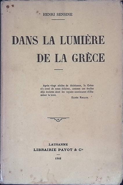 Dans la lumiere de la Grece - copertina