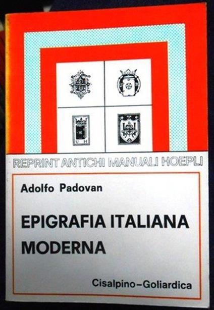 Epigrafia italiana moderna - Adolfo Padovan - copertina