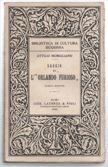 Saggio Su L' "Orlando Fuorioso" - Attilio Momigliano - copertina