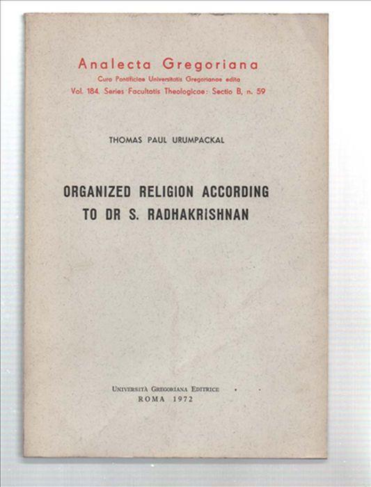 Organized Religion According To Dr S. Radhakrishnan - copertina