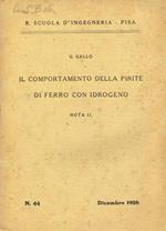 Il comportamento della pirite di ferro con idrogeno. Nota II