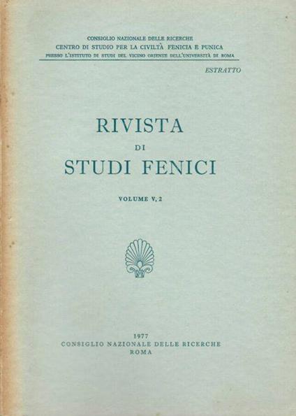 Rivista di Studi Fenici Estratto Vol. V,2 anno 1977 - copertina