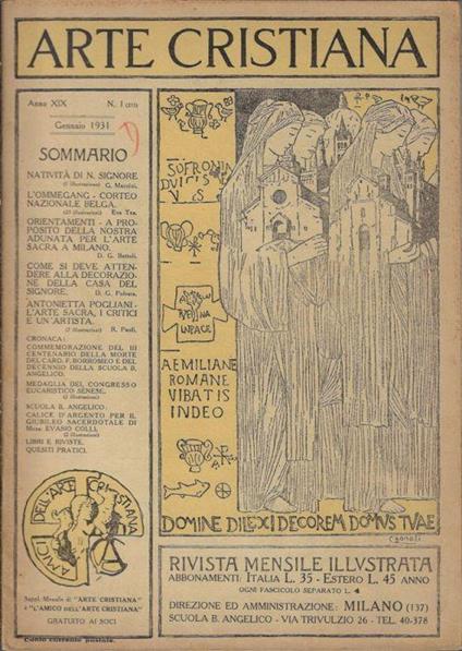 Arte cristiana anno 1931 N. 1 - Giuseppe Polvara - copertina
