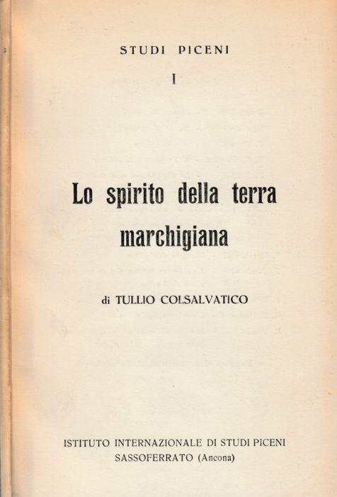 Lo spirito della terra marchigiana - Tullio Colsalvatico - copertina