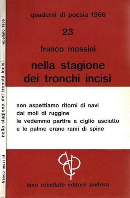 Nella stagione dei tronchi incisi - copertina