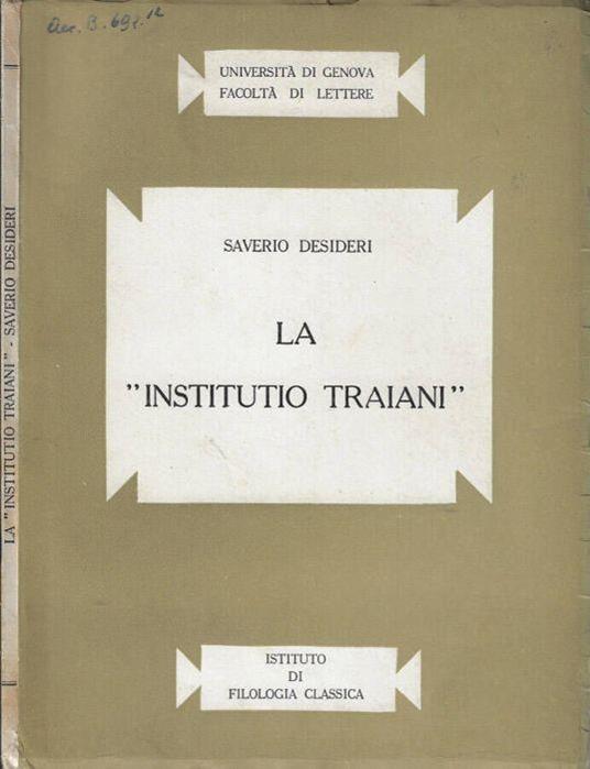 La Institutio Traiani - Saverio Desideri - copertina