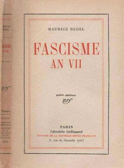 Fascisme - Maurice Bedel - copertina
