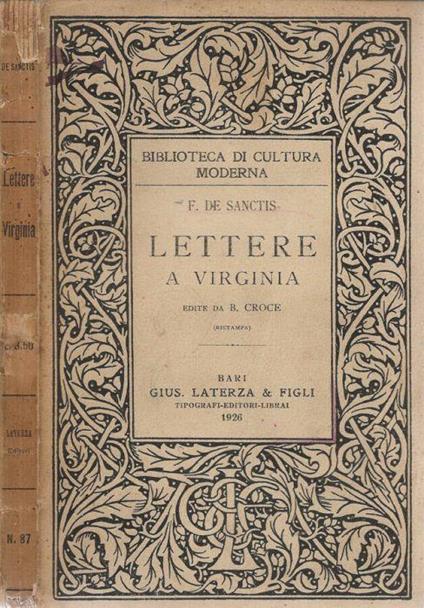 Lettere a Virginia - Francesco De Sanctis - copertina