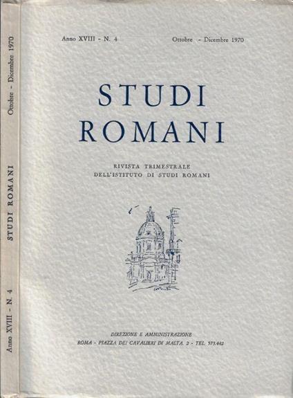 Studi romani anno 1970 N. 4 - Pietro Romanelli - copertina