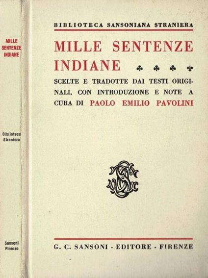 Mille sentenze indiane - Paolo Pavolini - copertina