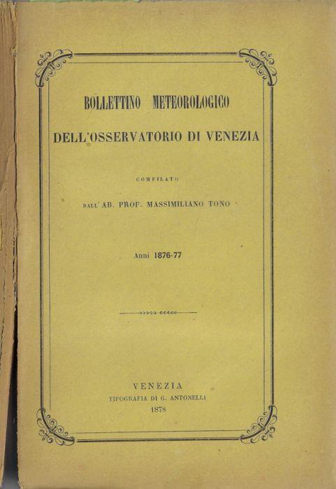 Bollettino meteorologico dell'osservatorio di Venezia anni 1876-77 - copertina