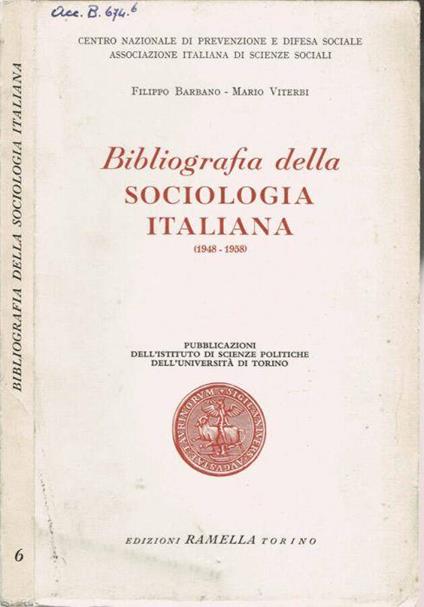 Bibliografia della Sociologia Italiana - Filippo Barbano - copertina