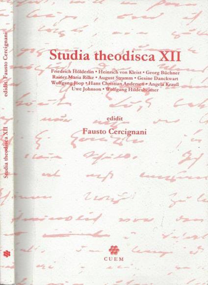 Studia theodisca XII - Fausto Cercignani - copertina