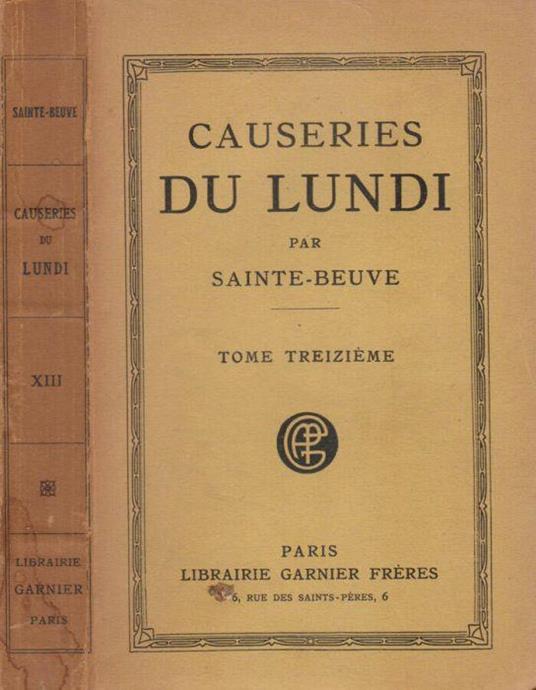 Causeries du lundi vol XIII - copertina