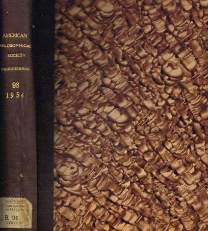 Proceedings of the American Philosophical Society. Vol.98, anno 1954 - copertina