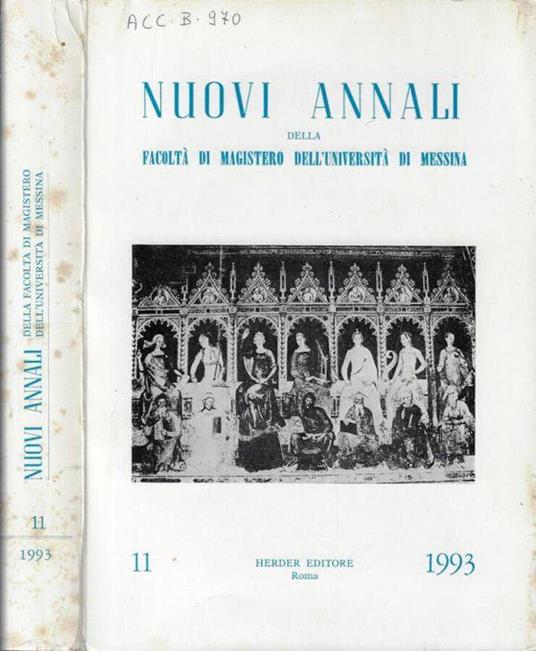 Nuovi annali della Facoltà di Magistero dell'Università di Messina N. 11 1993 - Antonio Mazzarino - copertina