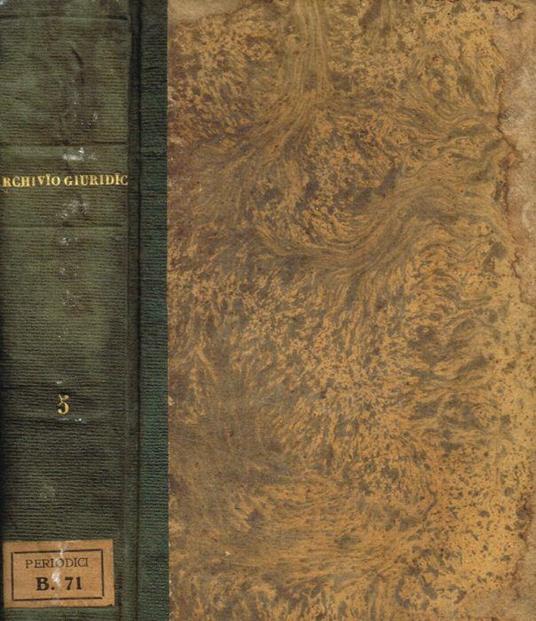 Archivio Giuridico. Volume V, 1870 - Filippo Serafini - copertina