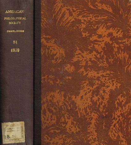 Proceedings of the American Philosophical Society. Vol.81, anno 1939 - copertina