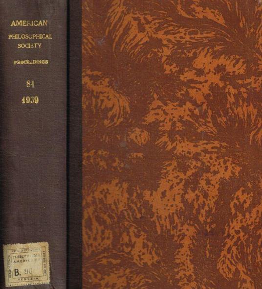 Proceedings of the American Philosophical Society. Vol.81, anno 1939 - copertina