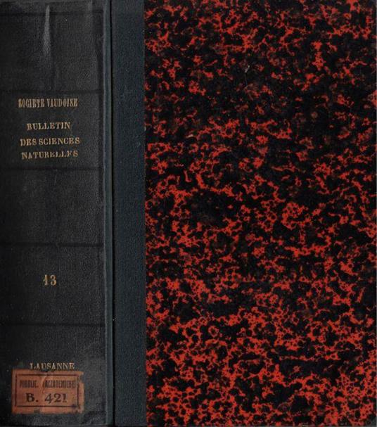 Bulletin de la Société Vaudoise des sciences naturelles Vol. XIII bulletins N. 72, 73, 74 1874-1875 - copertina