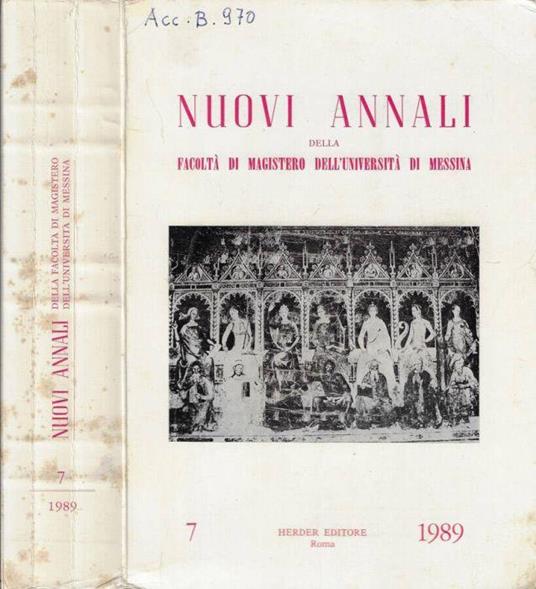 Nuovi annali della Facoltà di Magistero dell'Università di Messina N. 7 1989 - Antonio Mazzarino - copertina