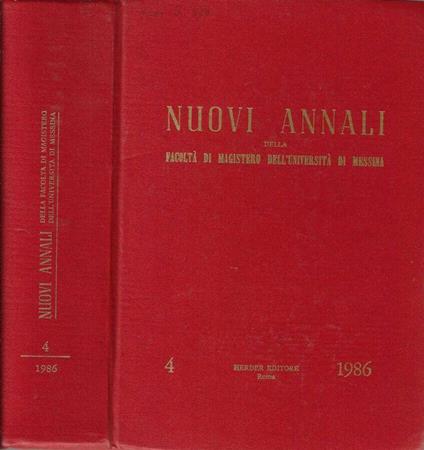 Nuovi annali della Facoltà di Magistero dell'Università di Messina N. 4 1986 - copertina