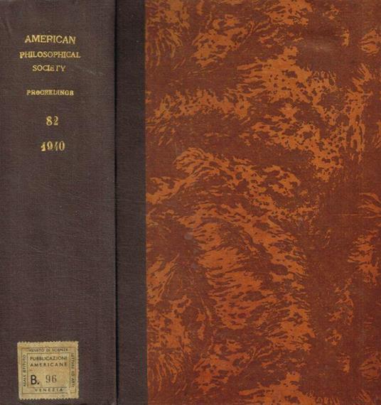 Proceedings of the American Philosophical Society. Vol.82, anno 1940 - copertina
