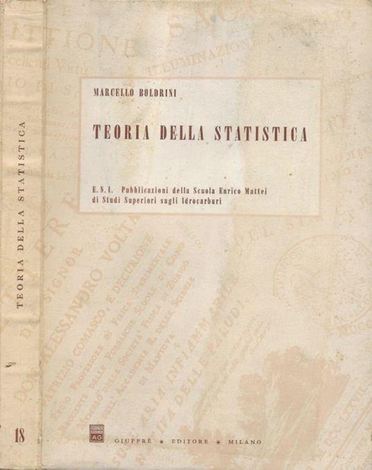 Teoria della Statistica - Marcello Boldrini - copertina