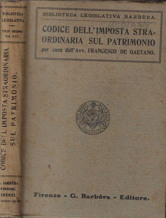 Codice della imposta straordinaria sul patrimonio - Francesco De Gaetano - copertina