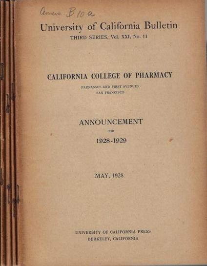 University of California Bulletin III series Vol. XXI N. 11, 12, 13, 14 1928 - copertina