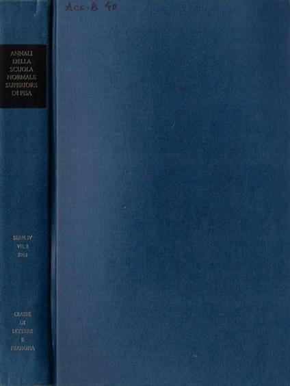 Annali della scuola normale superiore di Pisa serie IV Vol. VII, 2 2002 - Enrico Castelnuovo - copertina