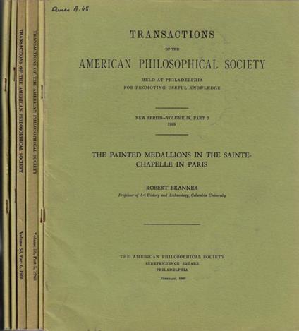 Transactions of the American philosophical society new series Vol. 58 part 2, 4, 5, 6, 7, 9 1968 - copertina