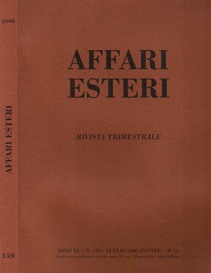 Affari Esteri - 2008, n. 159 - A.a.v.v. - copertina