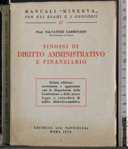 Sinossi di diritto amministrativo e finanziario - copertina