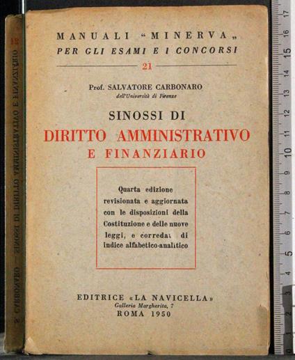 Sinossi di diritto amministrativo e finanziario - copertina