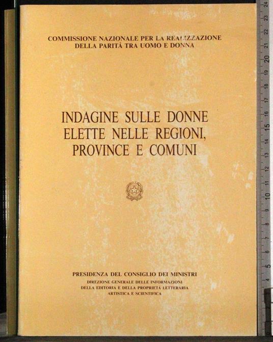 Indagine  sulle donne elette nelle regioni, province e comuni - copertina