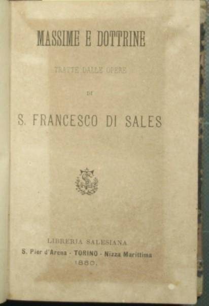 Massime e dottrine - (san) Francesco di Sales - copertina