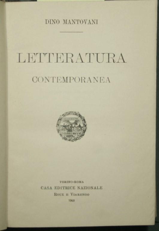 Letteratura contemporanea - Dario Mantovani - copertina