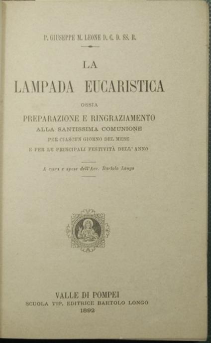 lampada eucaristica - Giuseppe Leone - copertina