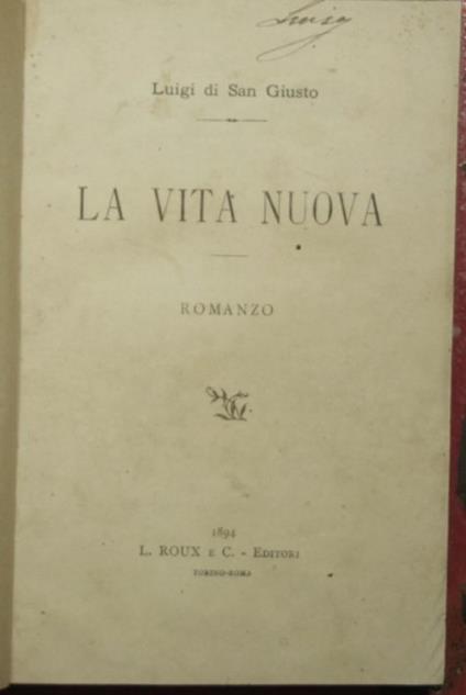 vita nuova - Luigi di San Giusto - copertina