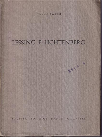 Lessing e Lichtenberg - Nello Sàito - copertina