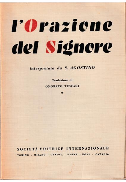 L' Orazione del Signore interpretata da S. Agostino - copertina