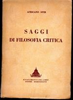 Saggi di filosofia critica Introduzione di Piero Martinetti Nuova edizione riveduta