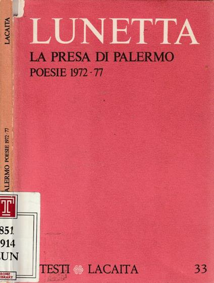 La presa di Palermo (Autografo) - Mario Lunetta - copertina