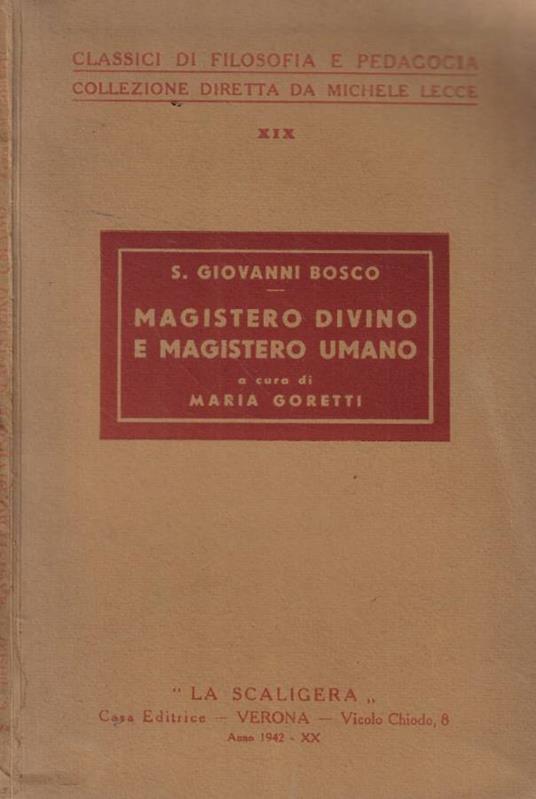 Magistero divino e magistero umano - Giovanni (san) Bosco - copertina