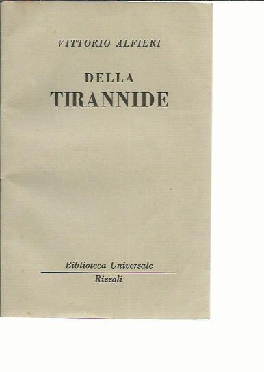 Della tirannide - Vittorio Alfieri - copertina