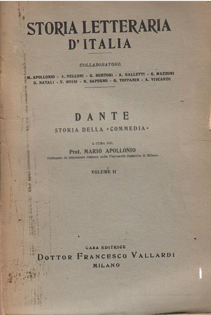 Dante Storia Della "Commedia" - Mario Apollonio - copertina