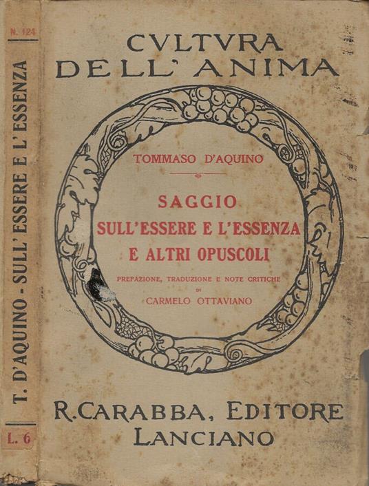 Saggio sull'essere e l'essenza e altri opuscoli - Tommaso d'Aquino (san) - copertina